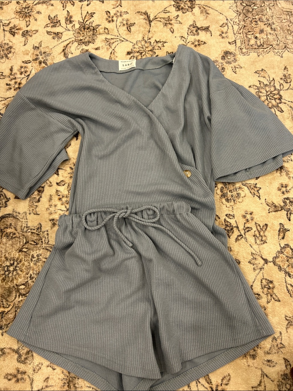 Sabo Skirt Blue Ribbed set
